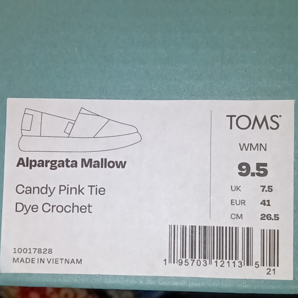 🆕Toms | Alpargata Mallow Slip On Shoes in Candy Pink Tie Dye Crochet - Picture 9 of 10
